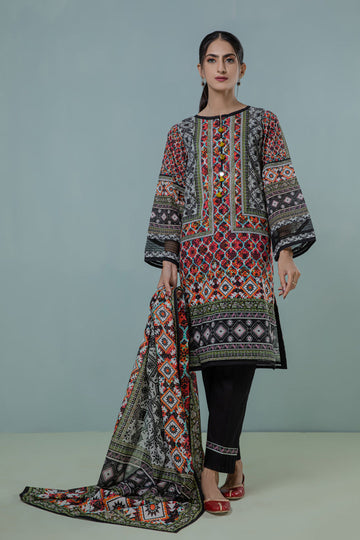 Bonanza Satrangi Black Lawn Suit Ask223p43 Eid Pret 2022 Online Shopping
